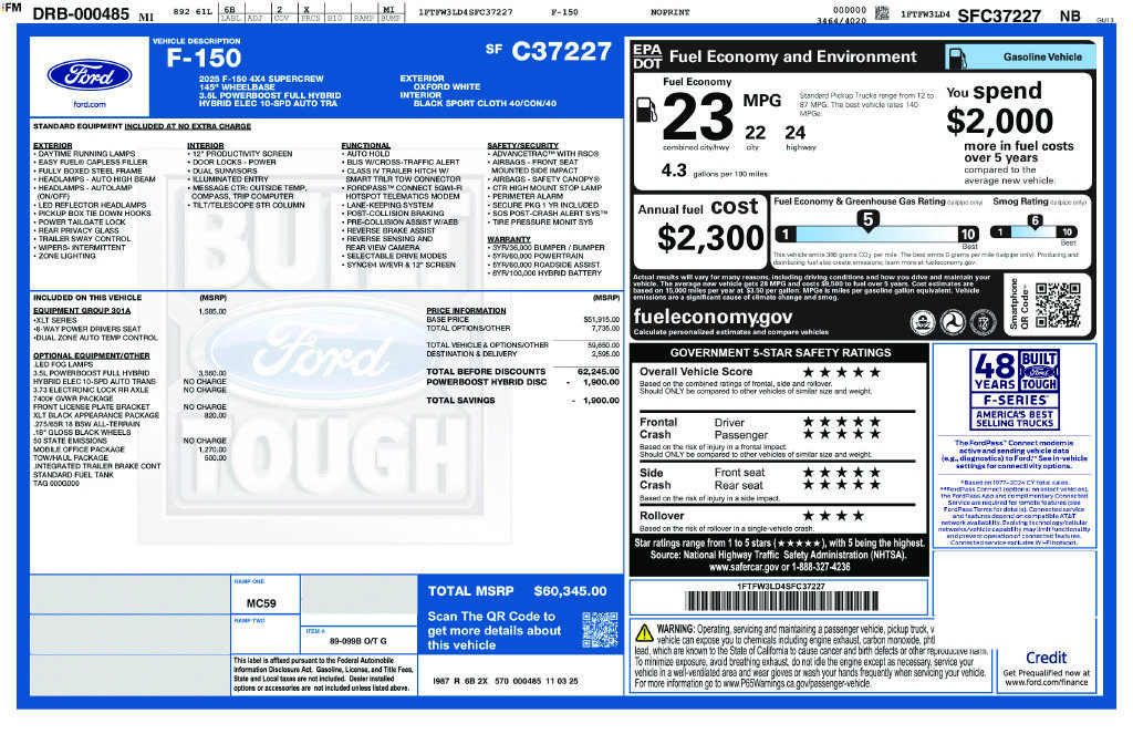Used 2025 Ford F150 XLT w/ Equipment Group 301A Standard AWD/4WD image 1