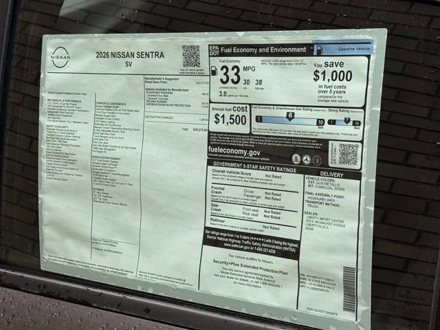 New 2026 Nissan Sentra SV w/ Floor Mat Package image 15