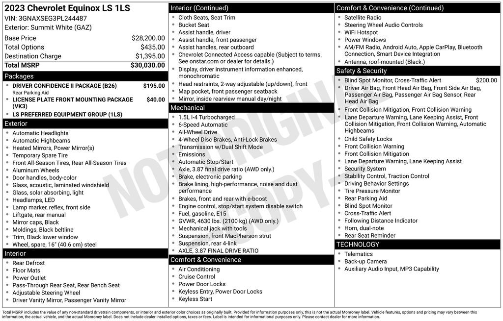 Used 2023 Chevrolet Equinox LS w/ Driver Confidence II Package AWD/4WD image 6