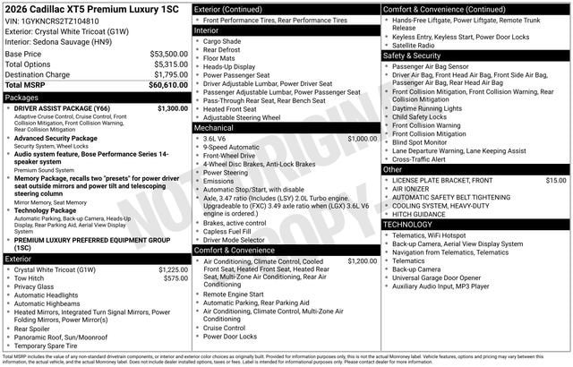 New 2026 Cadillac XT5 Premium Luxury w/ Driver Assist Package image 13