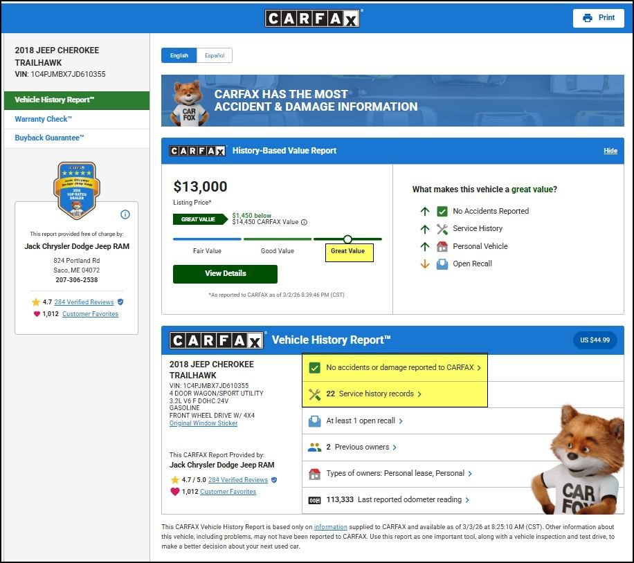 Used 2018 Jeep Cherokee Trailhawk w/ Cold Weather Group image 11