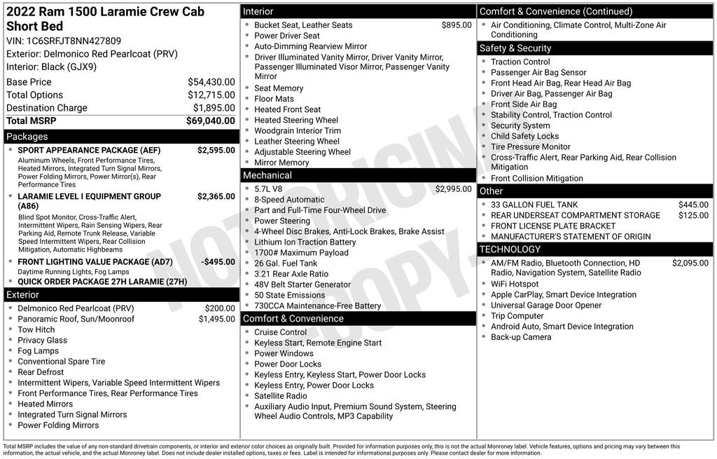 Used 2022 RAM 1500 Laramie w/ Sport Appearance Package AWD/4WD image 3