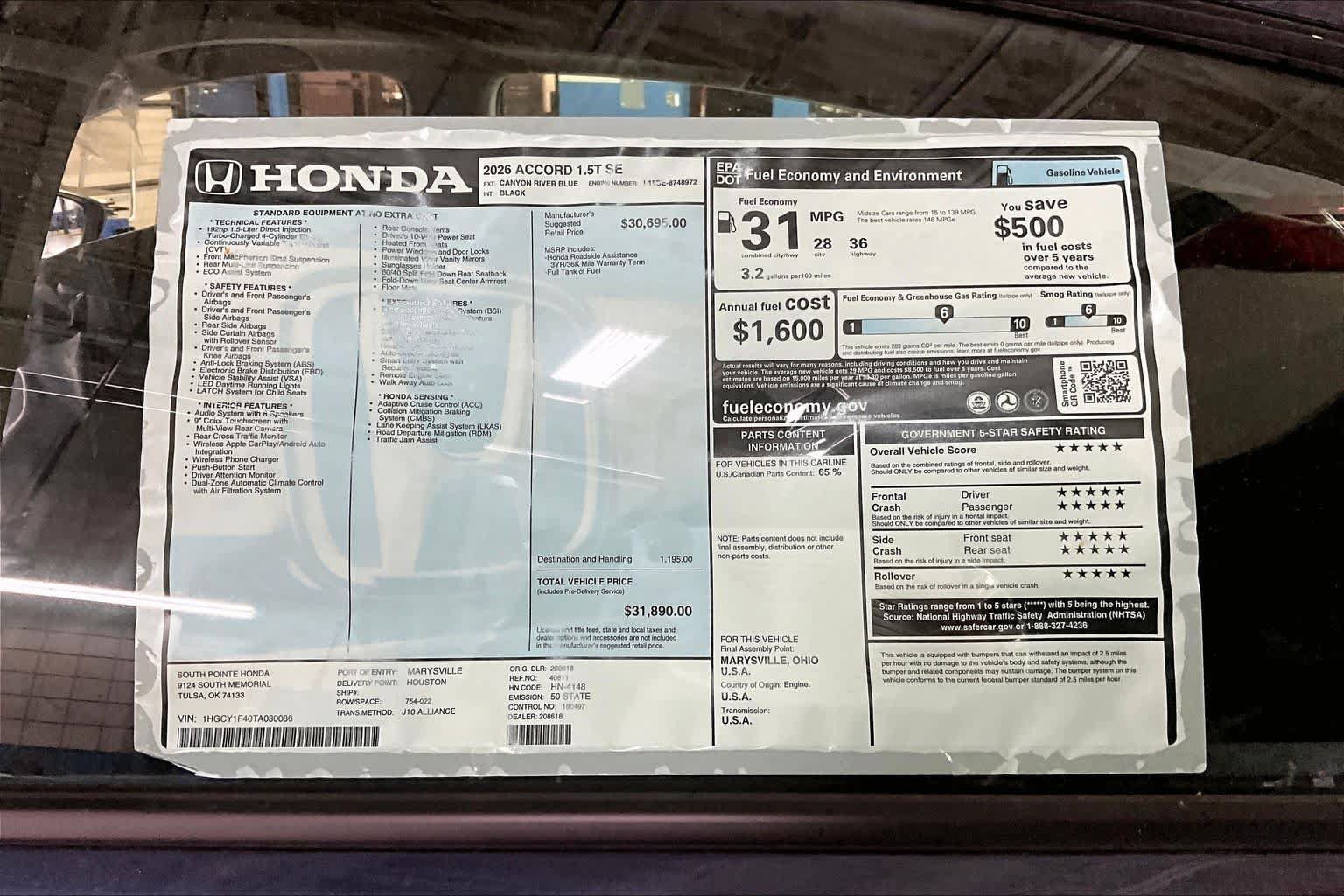 New 2026 Honda Accord SE image 19