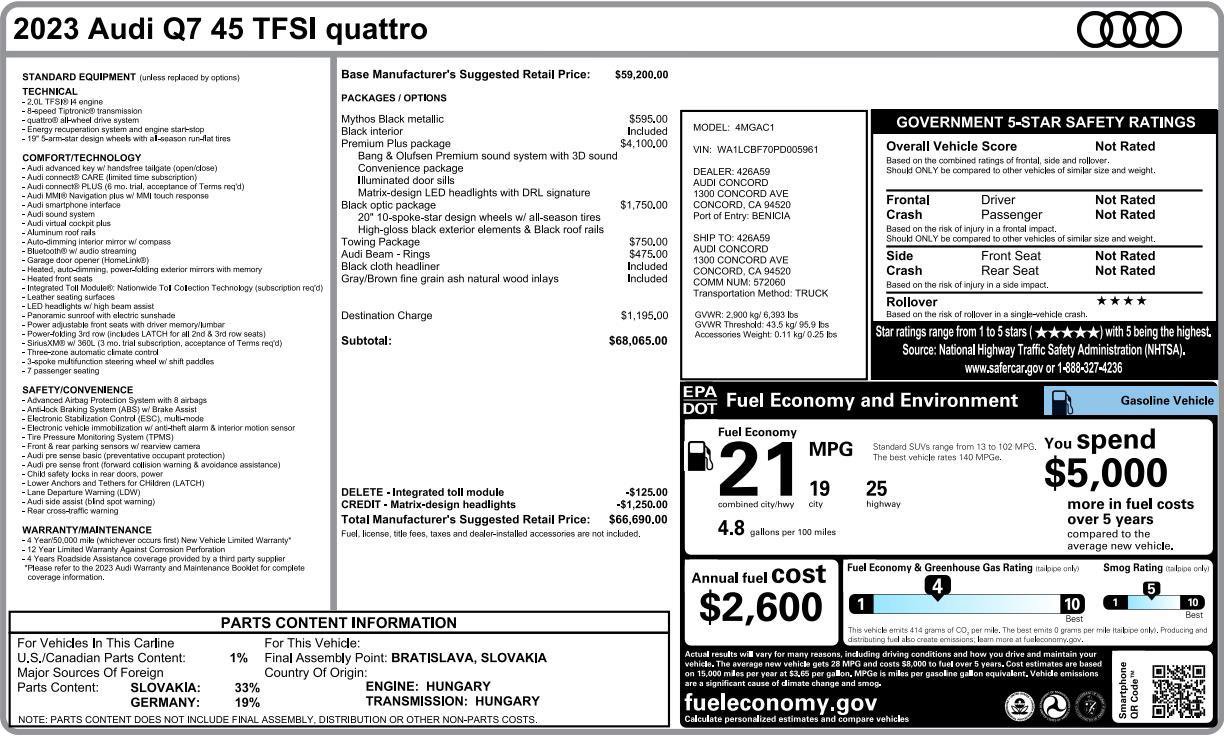 Used 2023 Audi Q7 2.0T Premium Plus w/ Premium Plus Package image 7