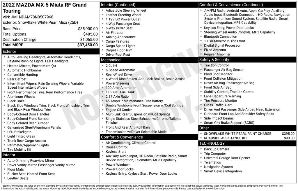 Used 2022 MAZDA MX-5 Miata RF Grand Touring image 39