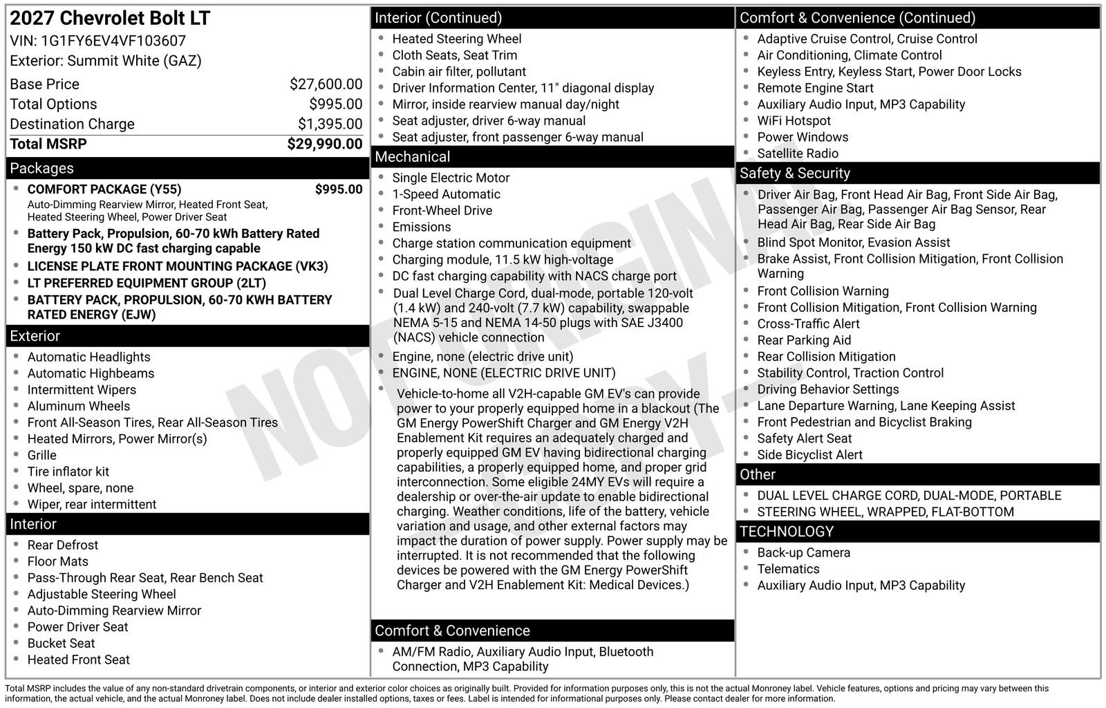 New 2027 Chevrolet Bolt LT w/ Comfort Package FWD image 4