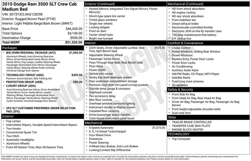 Used 2010 Dodge Ram 3500 Truck SLT w/ Big Horn Regional Package AWD/4WD image 9