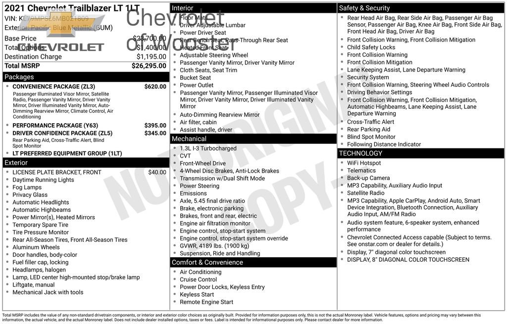 Used 2021 Chevrolet TrailBlazer LT w/ Convenience Package image 15