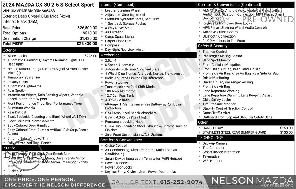 Used 2024 MAZDA CX-30 AWD 2.5 S w/ Select Sport Pkg image 2