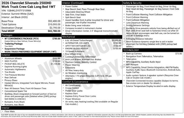 New 2026 Chevrolet Silverado 2500 W/T w/ WT Convenience Package AWD/4WD image 4