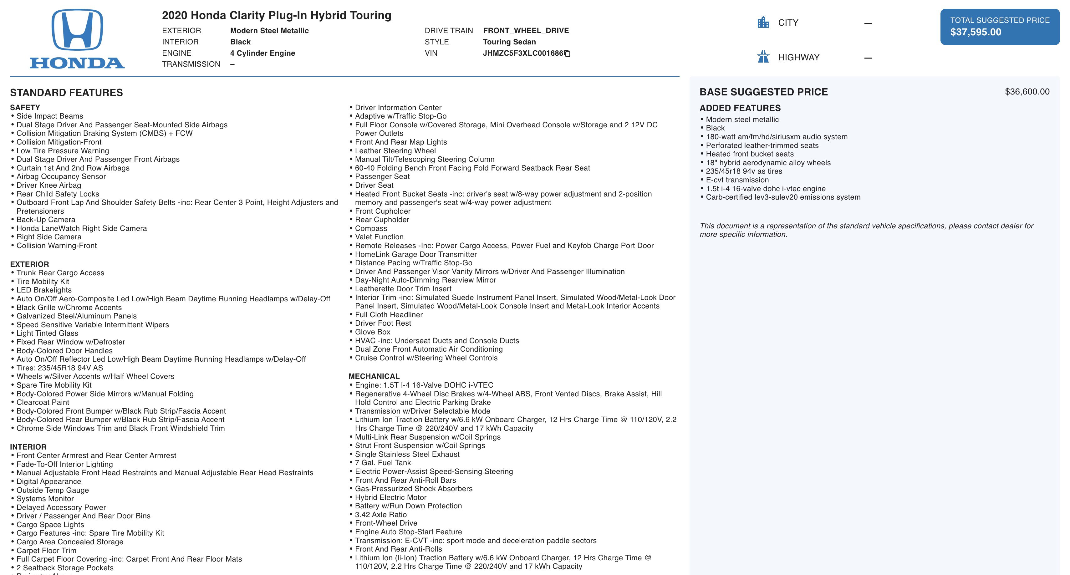 Used 2020 Honda Clarity Touring image 5