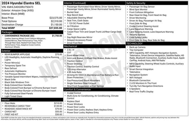 Used 2024 Hyundai Elantra SEL w/ Convenience Package FWD image 7