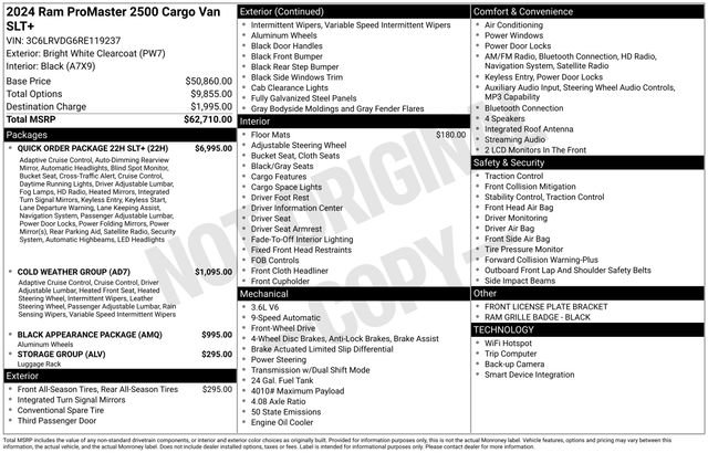 Used 2024 RAM ProMaster 2500 w/ Quick Order Package 22H SLT+ image 37