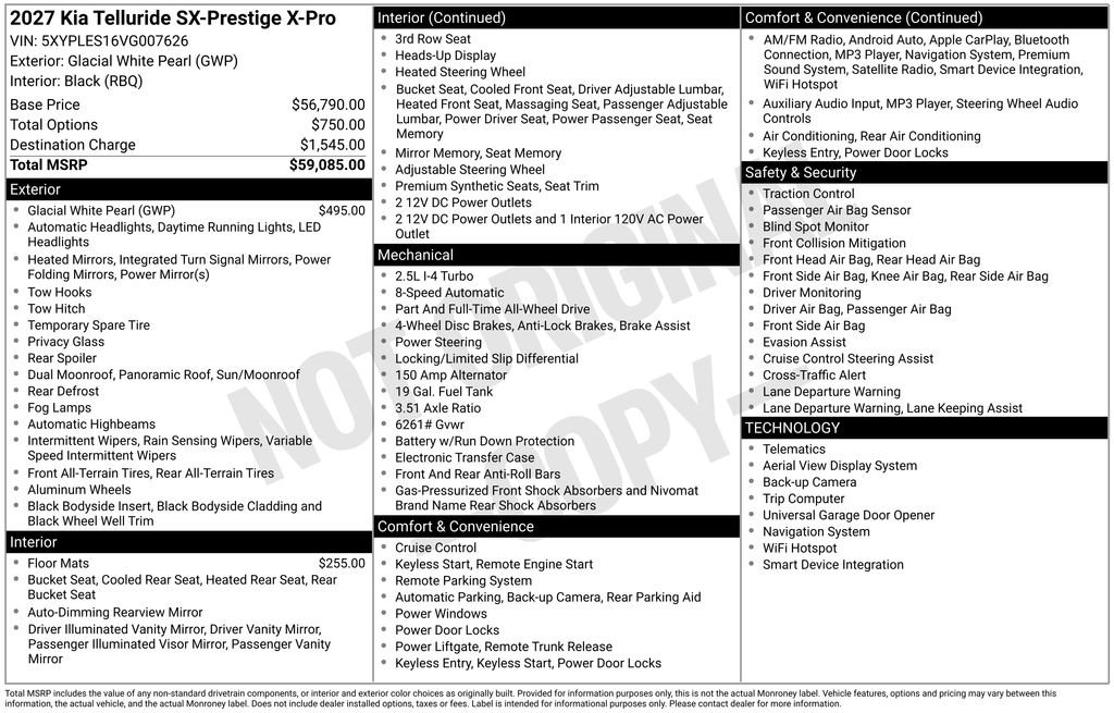 New 2027 Kia Telluride SX Prestige X-Pro AWD/4WD image 11