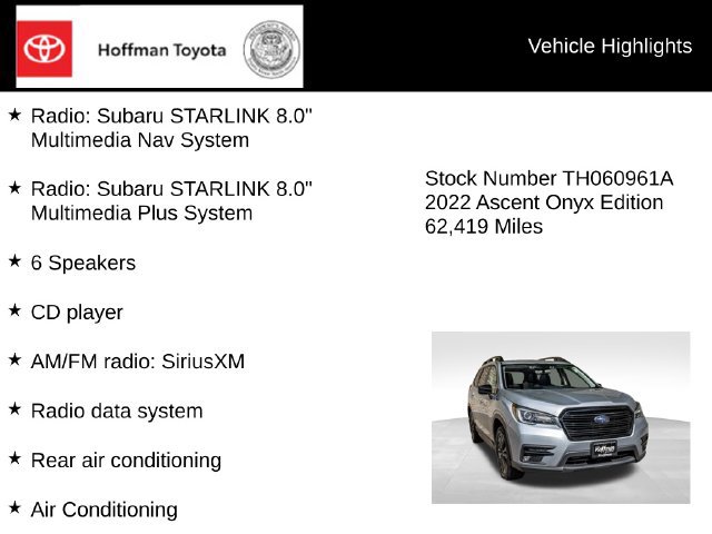 Used 2022 Subaru Ascent Onyx Edition AWD/4WD image 10
