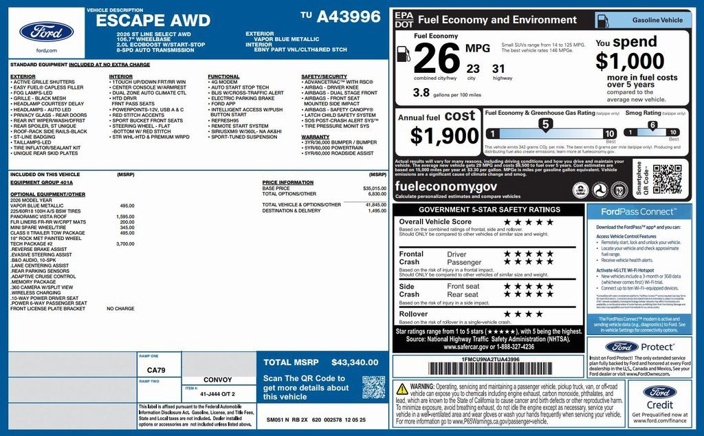 New 2026 Ford Escape ST-Line Select w/ Tech Pack #2 image 2