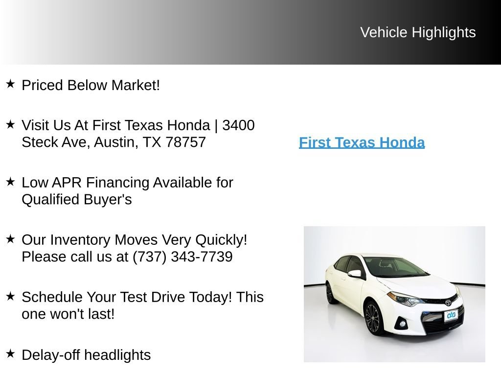 Used 2015 Toyota Corolla S FWD image 9