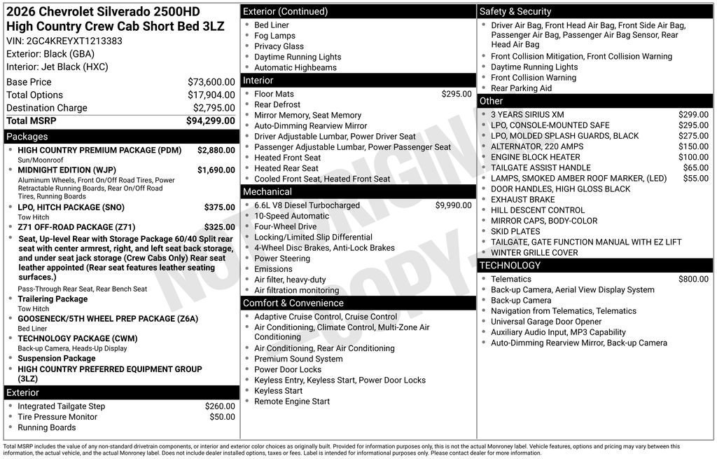 New 2026 Chevrolet Silverado 2500 High Country w/ High Country Premium Package AWD/4WD image 5