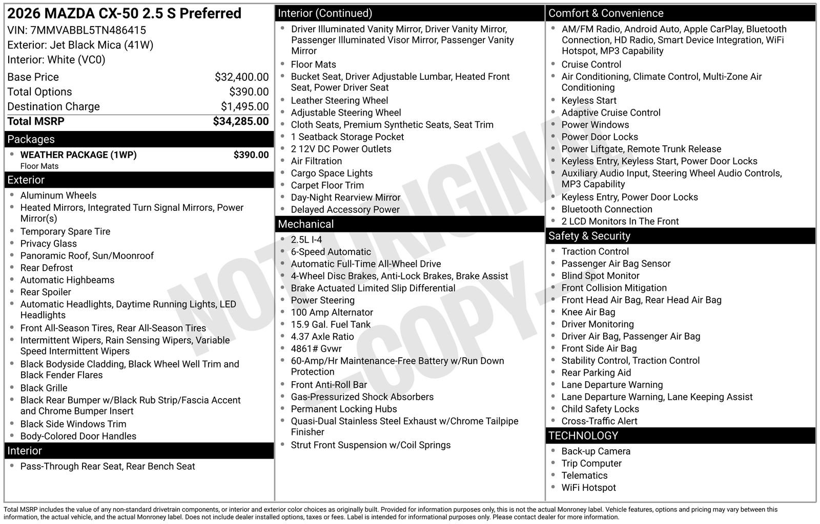 New 2026 MAZDA CX-50 AWD 2.5 S w/ Weather Package image 22