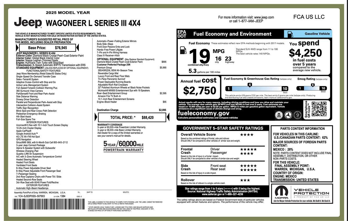 Used 2025 Jeep Wagoneer L Series III w/ Premium Group I AWD/4WD image 12