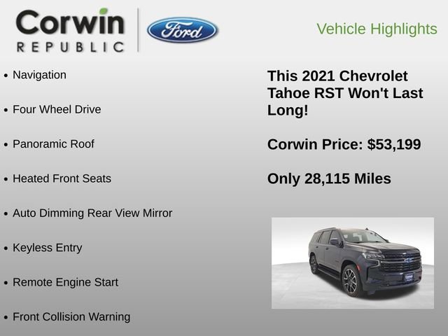 Used 2021 Chevrolet Tahoe RST w/ Rear Media and Nav Package image 6
