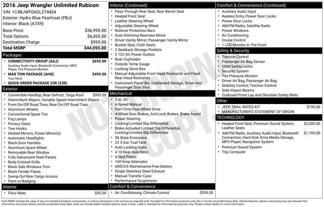 Used 2016 Jeep Wrangler Unlimited Rubicon w/ Connectivity Group image 36