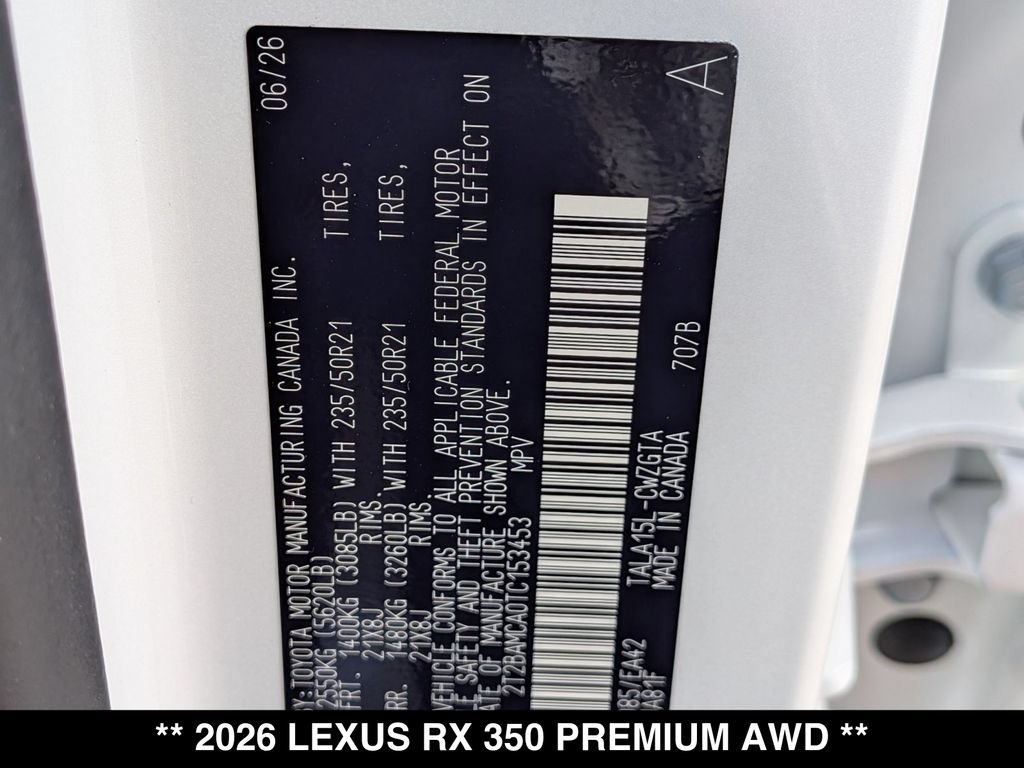 New 2026 Lexus RX 350 Premium w/ Convenience Package AWD/4WD image 18