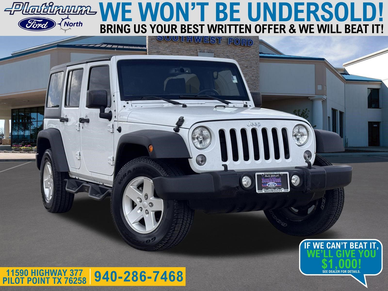 Used 2018 Jeep Wrangler Unlimited Sport S AWD/4WD image 1