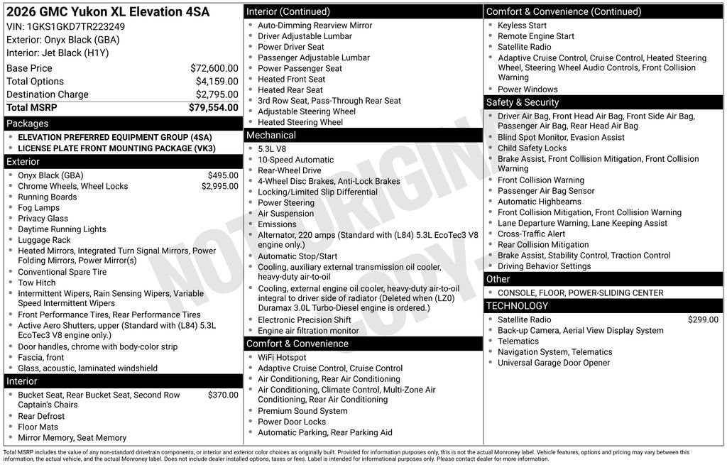 New 2026 GMC Yukon XL Elevation RWD image 45