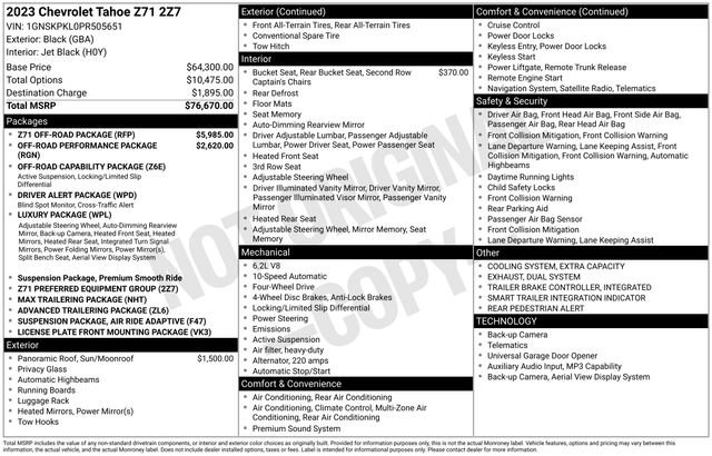 Used 2023 Chevrolet Tahoe Z71 w/ Z71 Off-Road Package AWD/4WD image 10