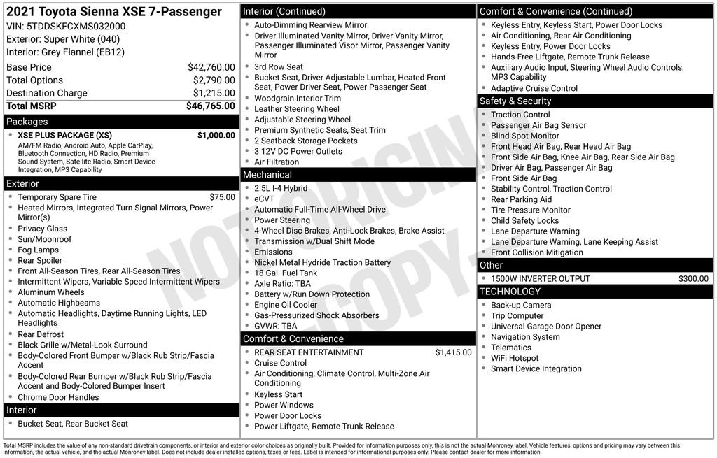 Used 2021 Toyota Sienna XSE w/ XSE Plus Package AWD/4WD image 43