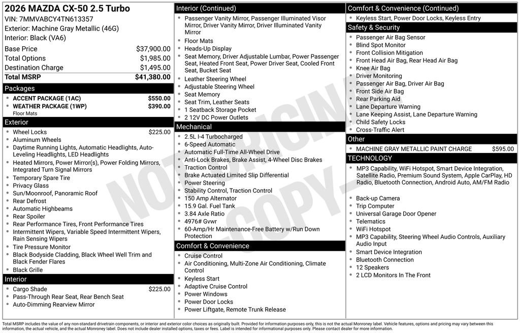 New 2026 MAZDA CX-50 AWD 2.5 S w/ Accent Package image 40
