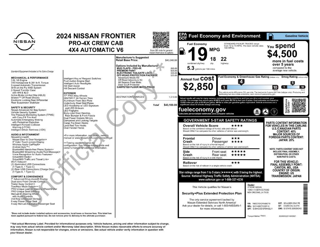 Used 2024 Nissan Frontier PRO-4X w/ Off-Road Protection Package image 4