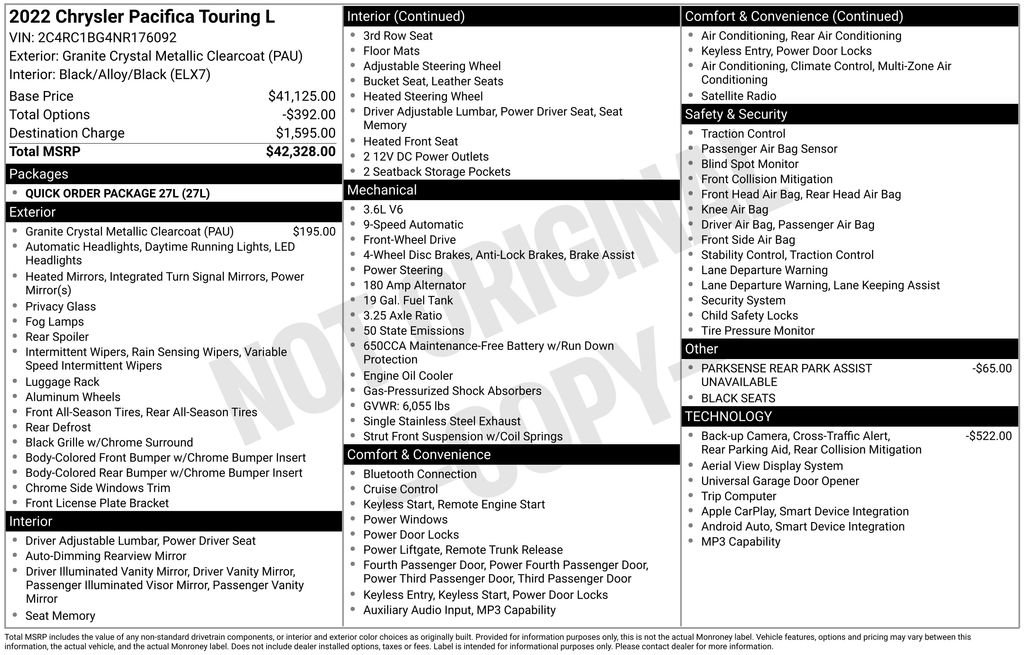 Used 2022 Chrysler Pacifica Touring-L FWD image 2
