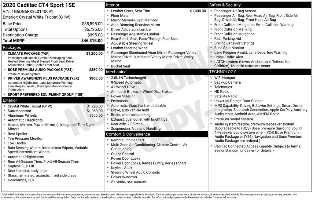Certified 2020 Cadillac CT4 Sport w/ Climate Package AWD/4WD image 32