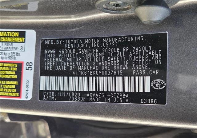 Certified 2021 Toyota Camry XSE w/ Protection Package (Q2) (TMS) image 24