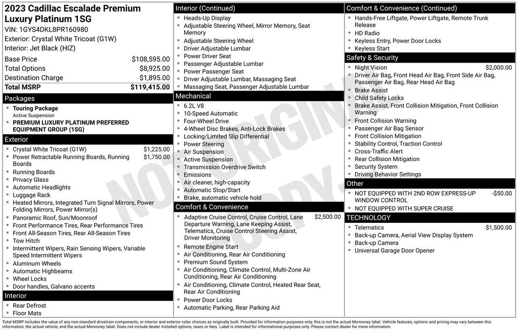 Certified 2023 Cadillac Escalade Premium Luxury Platinum image 16