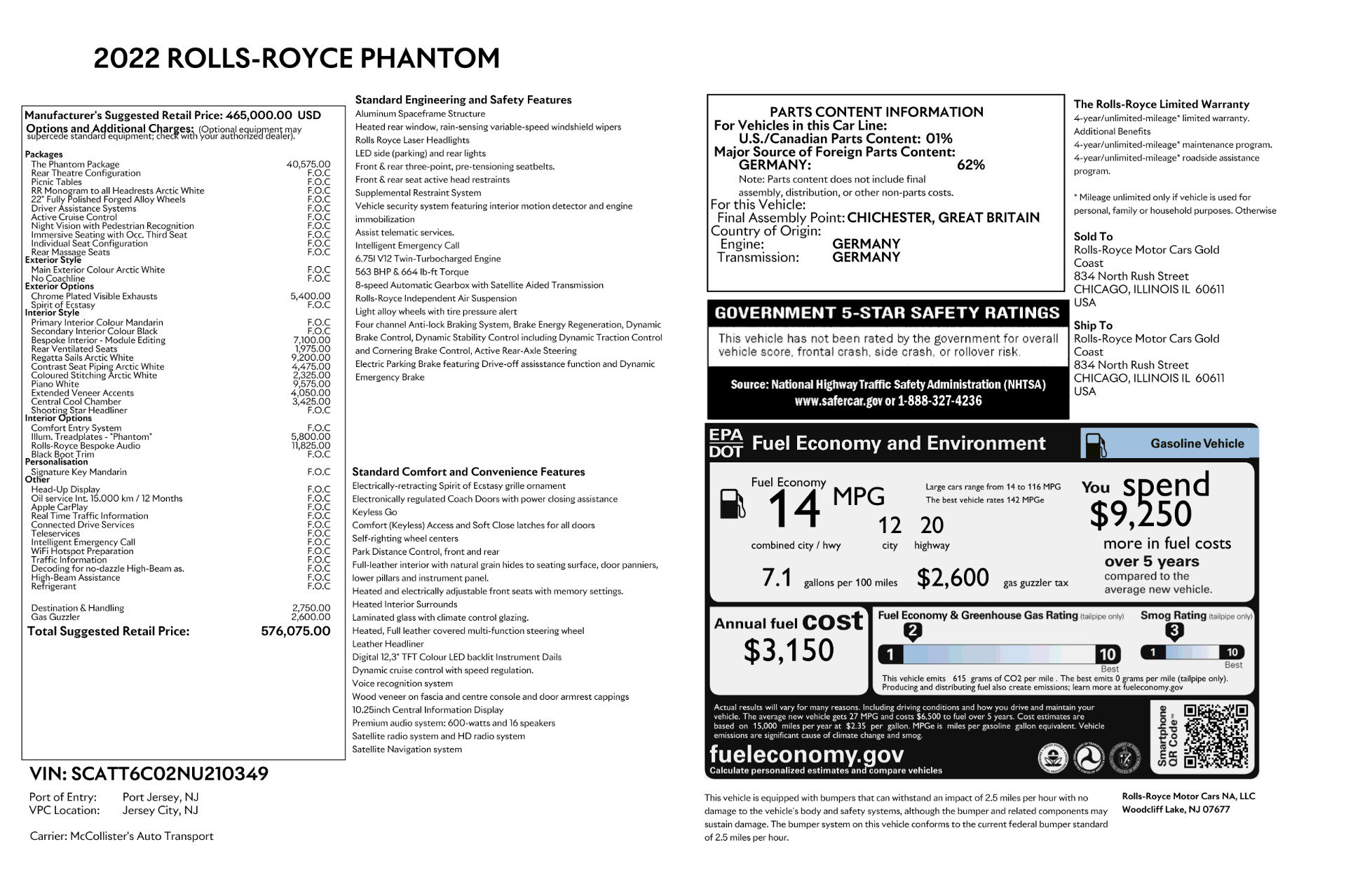 Used 2022 Rolls-Royce Phantom Sedan w/ The Phantom Package RWD image 6