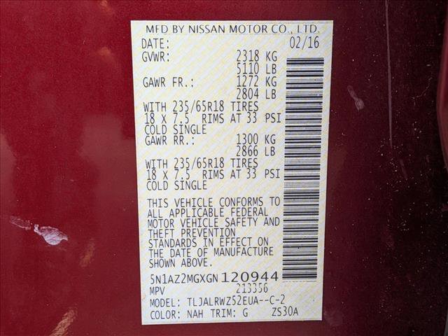 Used 2016 Nissan Murano SL w/ SL Technology Package image 23