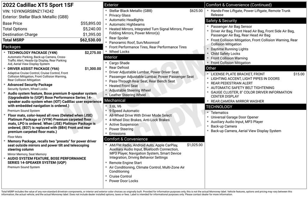 Used 2022 Cadillac XT5 Sportv w/ Technology Package image 3