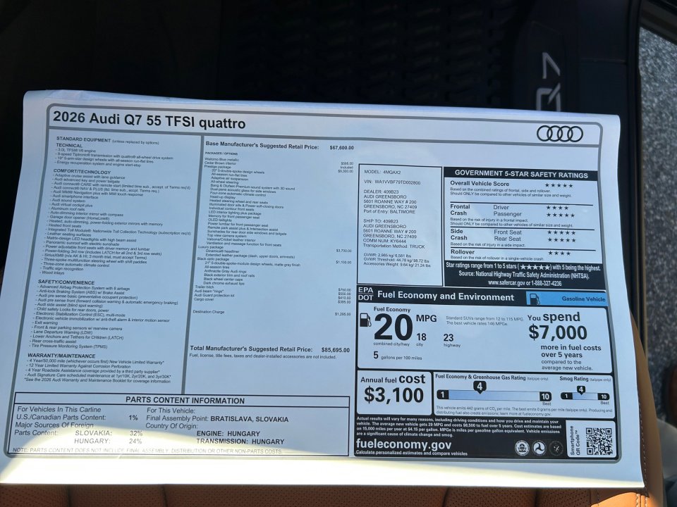 New 2026 Audi Q7 3.0T Prestige image 33