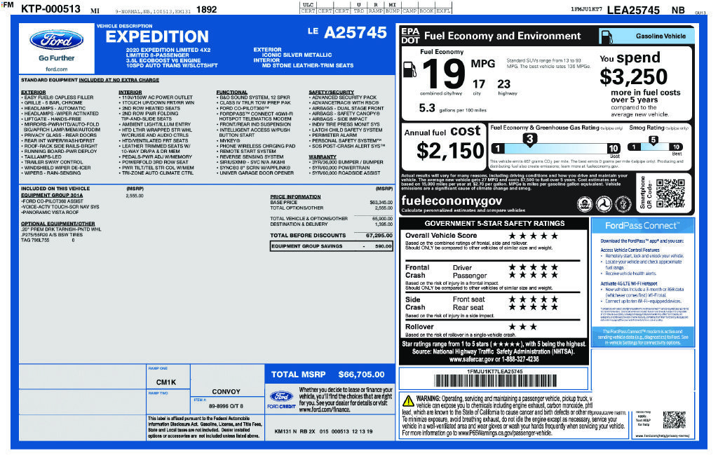 Used 2020 Ford Expedition Limited w/ Equipment Group 301A RWD image 41
