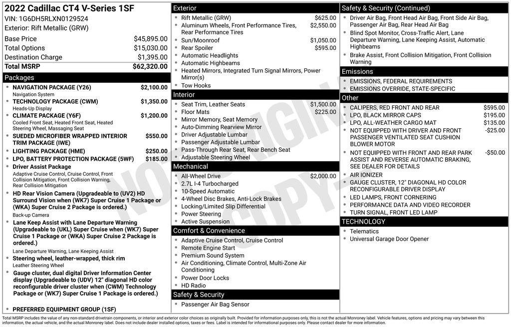 Used 2022 Cadillac CT4 V w/ Navigation Package image 6