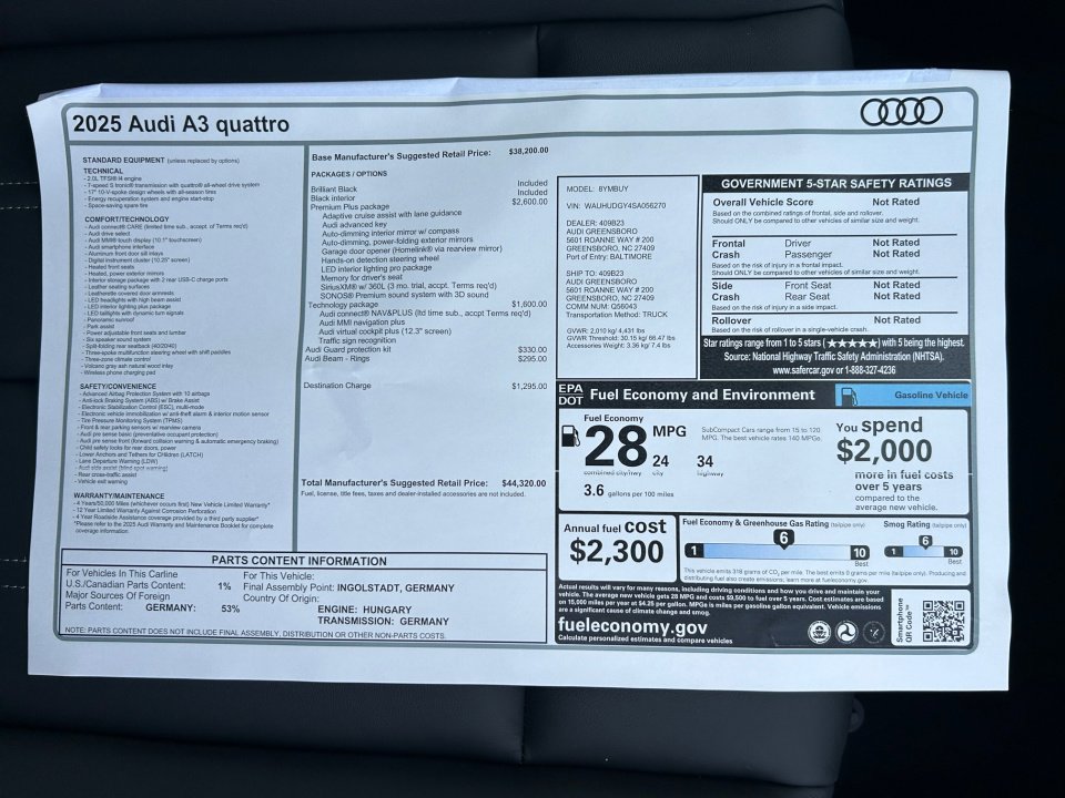Used 2025 Audi A3 2.0T Premium Plus w/ Premium Plus Package AWD/4WD image 33