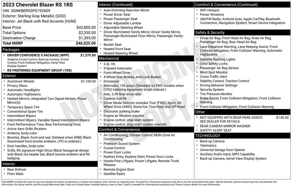 Certified 2023 Chevrolet Blazer RS w/ Driver Confidence II Package FWD image 42
