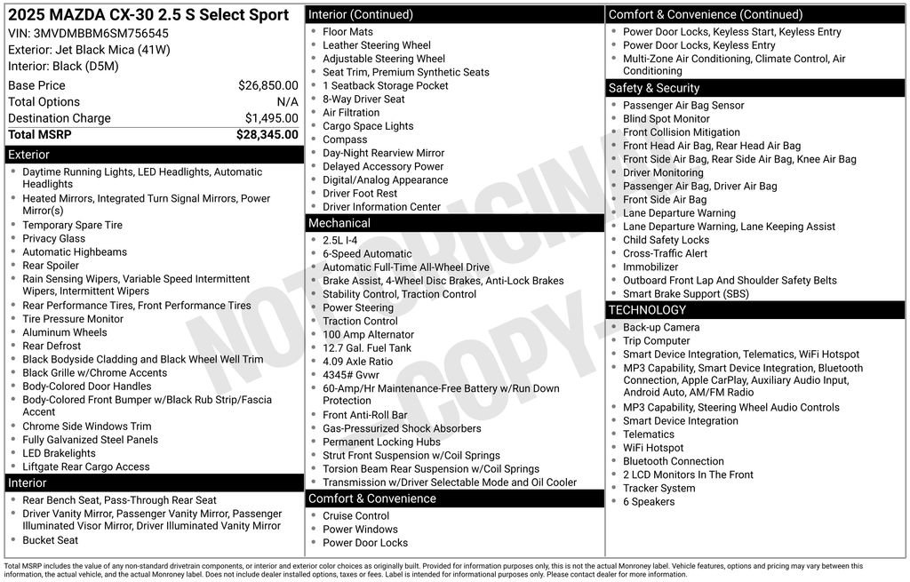 Used 2025 MAZDA CX-30 AWD 2.5 S w/ Select Sport Pkg image 7
