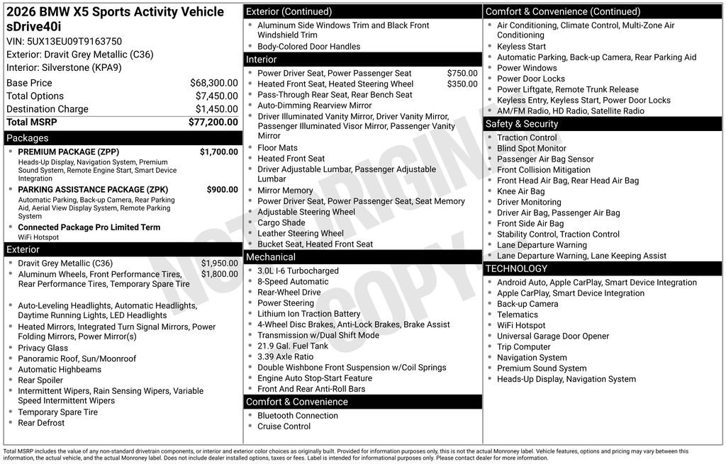 Used 2026 BMW X5 sDrive40i w/ Premium Package RWD image 6
