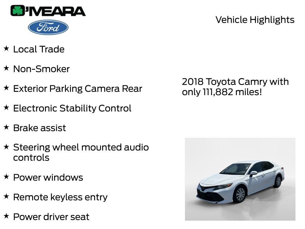Used 2018 Toyota Camry LE FWD image 7