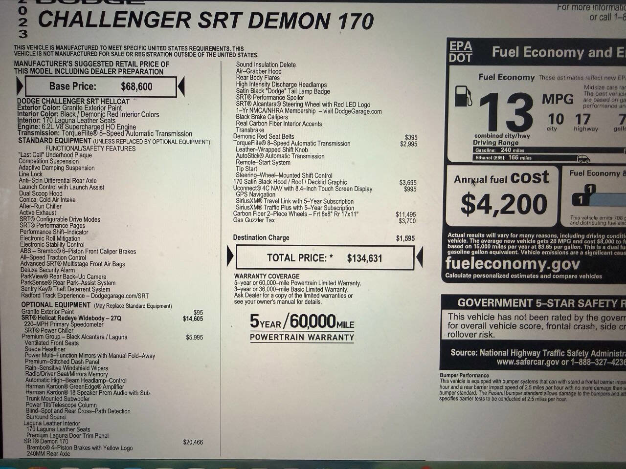 Used 2023 Dodge Challenger SRT Hellcat Redeye RWD image 3