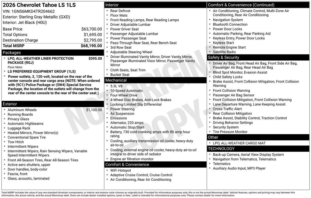 New 2026 Chevrolet Tahoe LS image 28